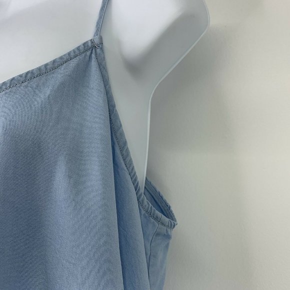 1250C Tank Top Size L Side Tie V Neck Blue - Picture 3 of 8